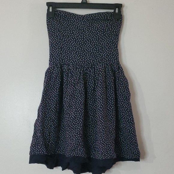 Vintage Superdry Navy Dainty Floral Bandeau Mini Dress Size Extra Small Viscose - Picture 1 of 12